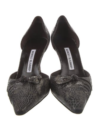 Manolo Blahnik Leather Animal Print D'Orsay Pumps