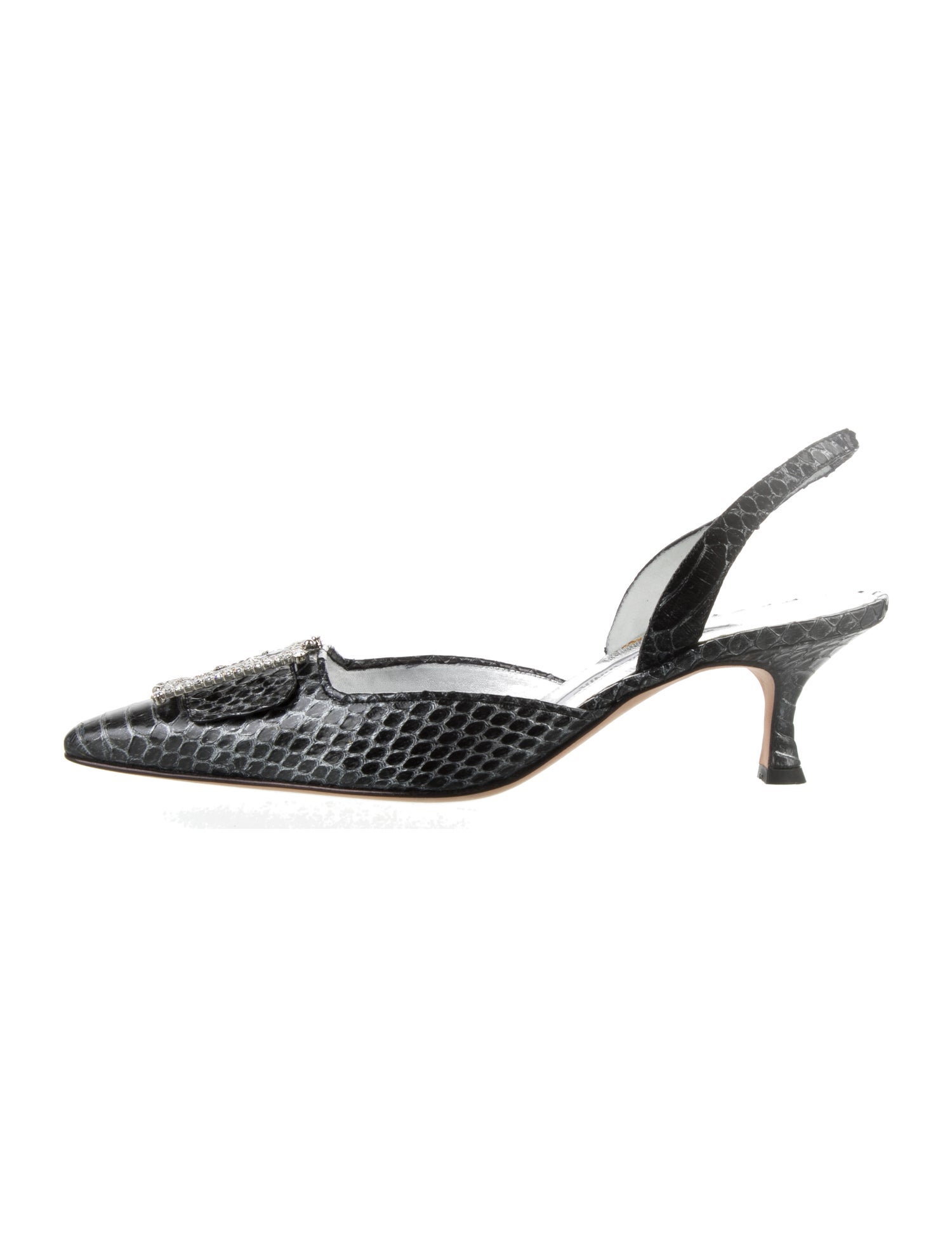 Manolo Blahnik Snakeskin Animal Print Slingback Pumps