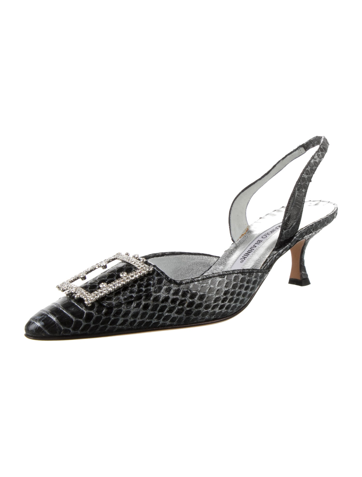 Manolo Blahnik Snakeskin Animal Print Slingback Pumps