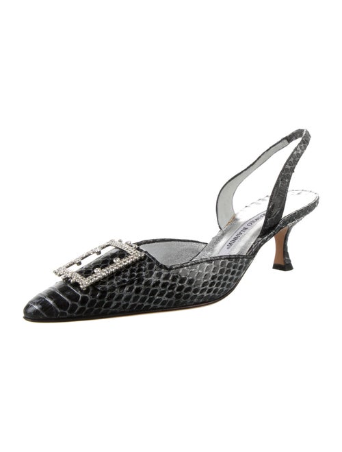 Manolo Blahnik Snakeskin Animal Print Slingback Pumps