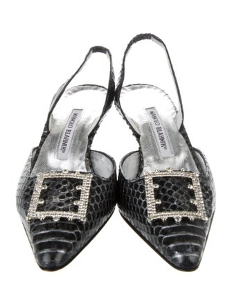 Manolo Blahnik Snakeskin Animal Print Slingback Pumps
