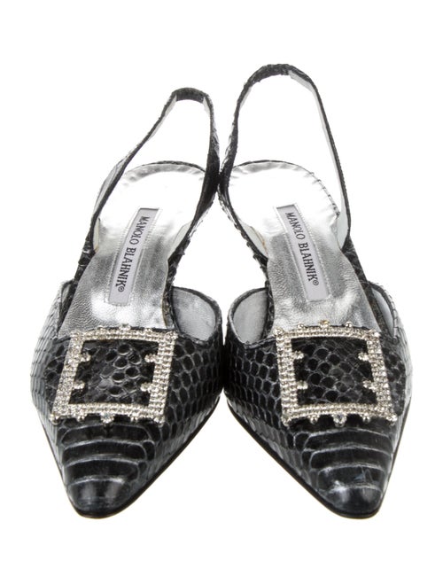 Manolo Blahnik Snakeskin Animal Print Slingback Pumps