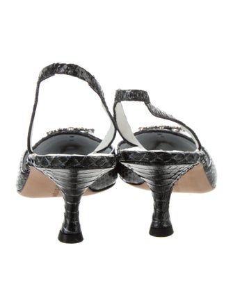 Manolo Blahnik Snakeskin Animal Print Slingback Pumps