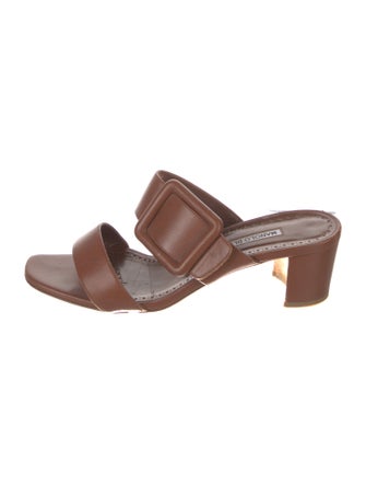 Manolo Blahnik Leather Slides