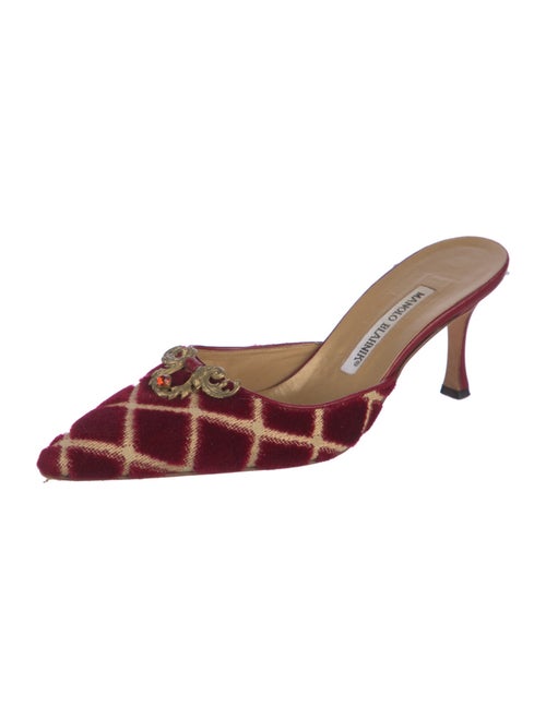 Manolo Blahnik Velvet Printed Mules