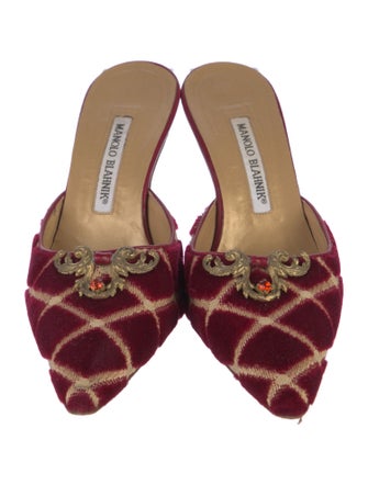 Manolo Blahnik Velvet Printed Mules