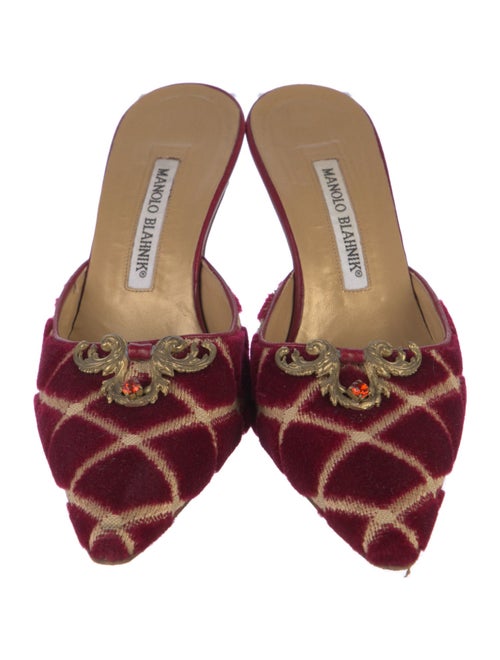 Manolo Blahnik Velvet Printed Mules