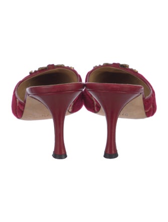 Manolo Blahnik Velvet Printed Mules