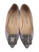 Manolo Blahnik Satin Crystal Embellishments Ballet Flats