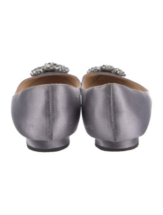 Manolo Blahnik Satin Crystal Embellishments Ballet Flats