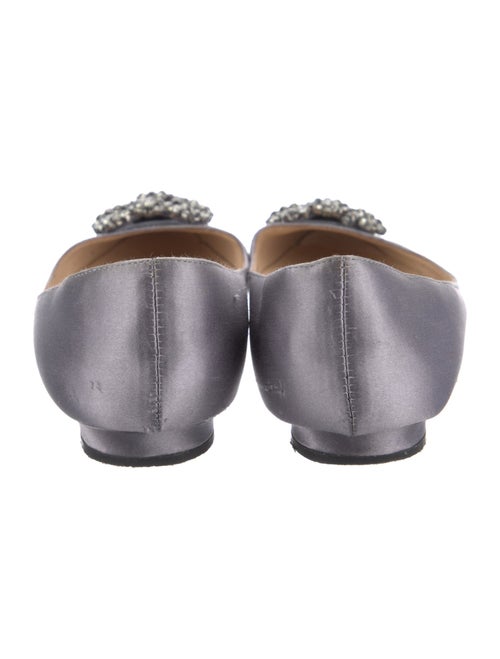 Manolo Blahnik Satin Crystal Embellishments Ballet Flats