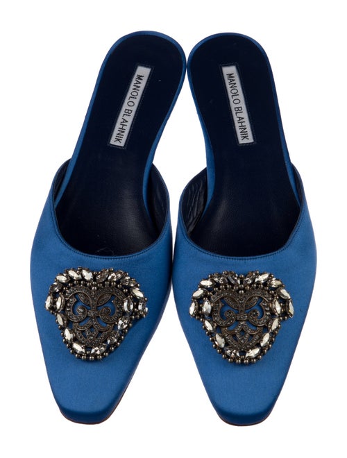 Manolo Blahnik Satin Crystal Embellishments Mules