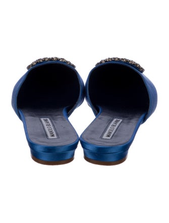 Manolo Blahnik Satin Crystal Embellishments Mules