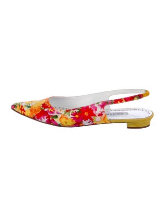 Manolo Blahnik Floral Print Slingback Flats