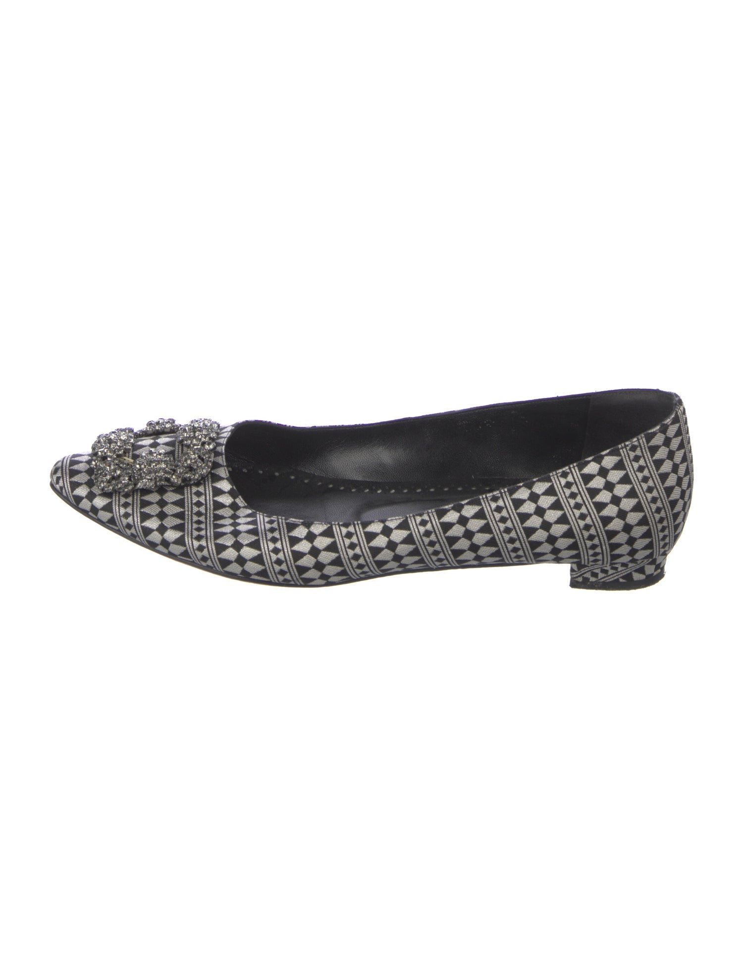 Manolo Blahnik Printed Crystal Embellishments Flats