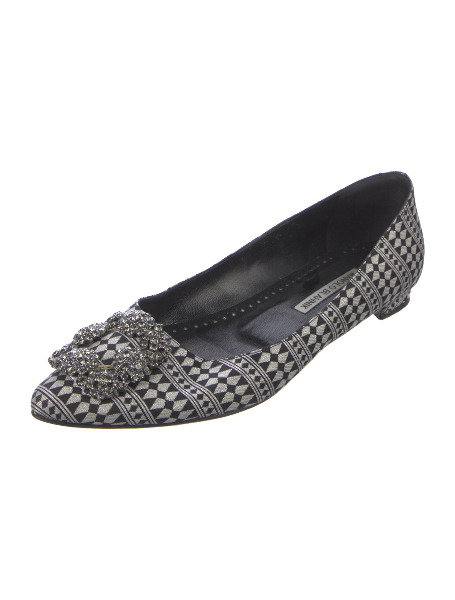 Manolo Blahnik Printed Crystal Embellishments Flats