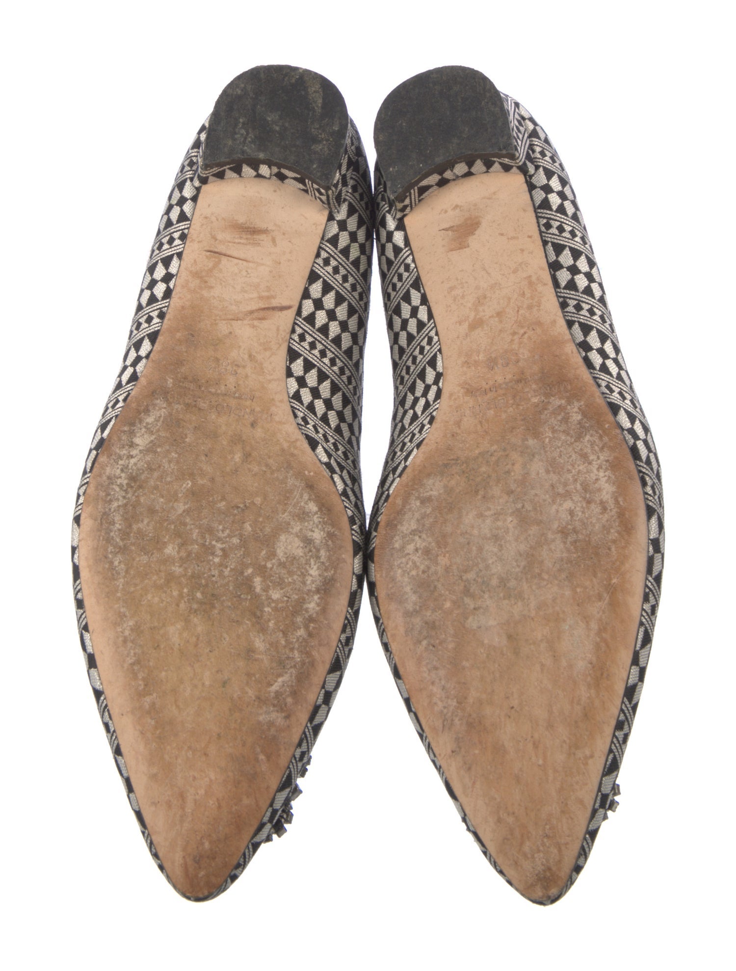 Manolo Blahnik Printed Crystal Embellishments Flats