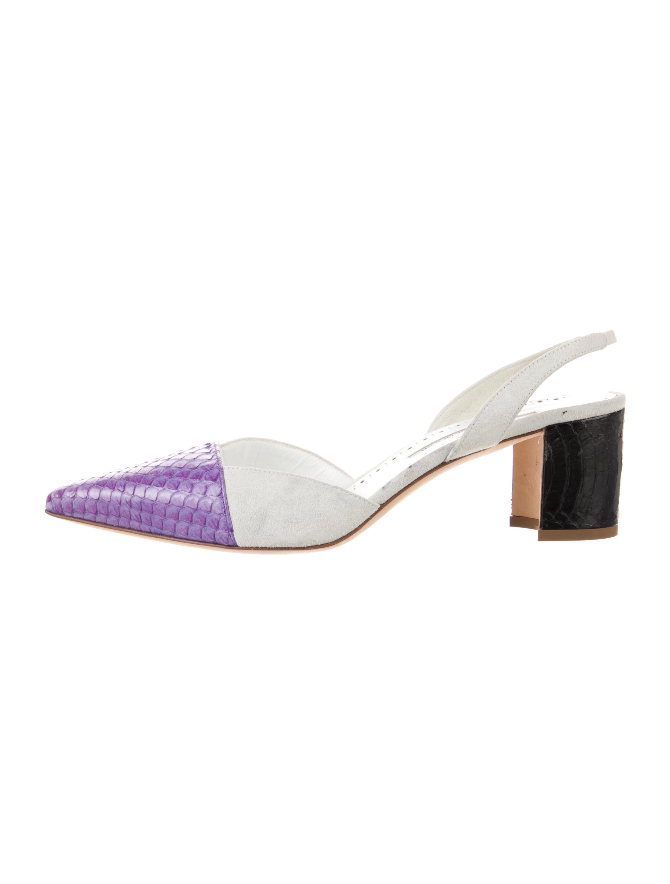 Manolo Blahnik Snakeskin Colorblock Pattern Slingback Pumps