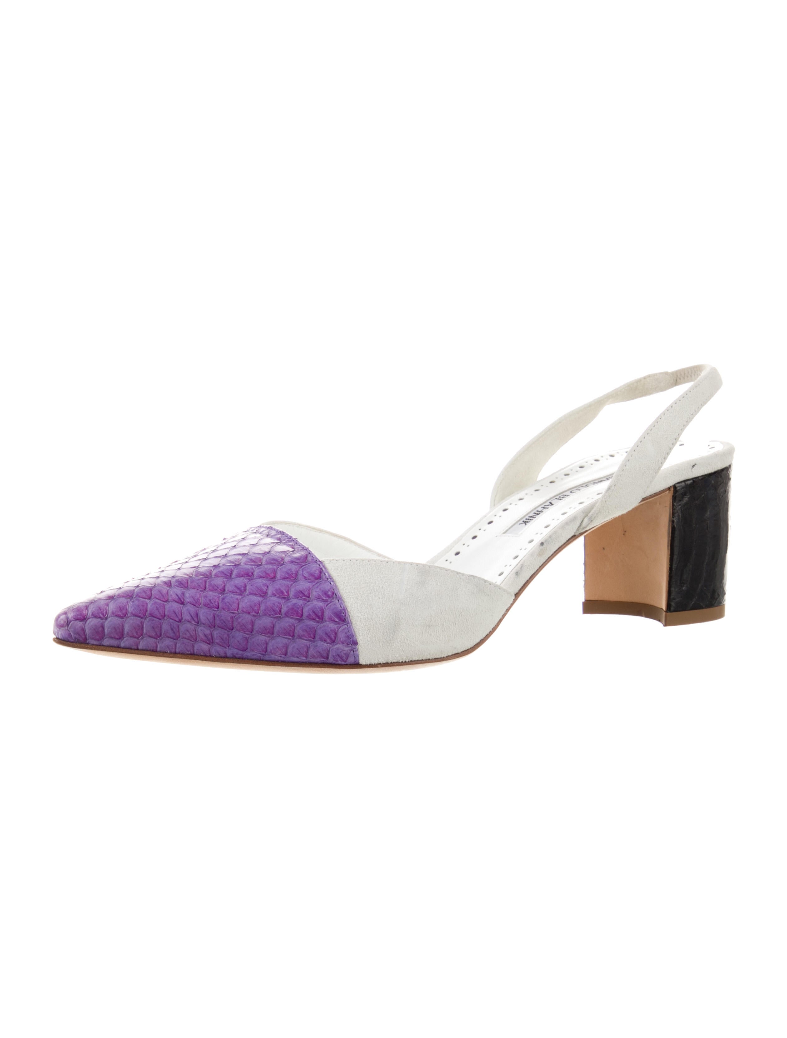 Manolo Blahnik Snakeskin Colorblock Pattern Slingback Pumps