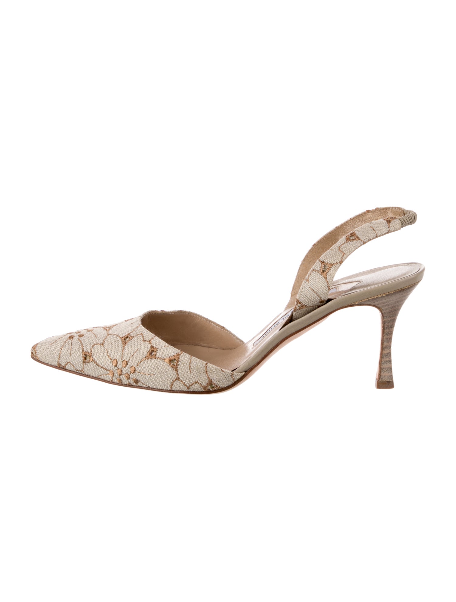 Manolo Blahnik Canvas Floral Print Slingback Pumps
