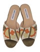 Manolo Blahnik Canvas Embroidered Accent Slides