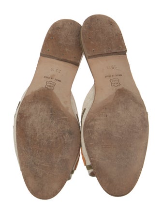 Manolo Blahnik Canvas Embroidered Accent Slides