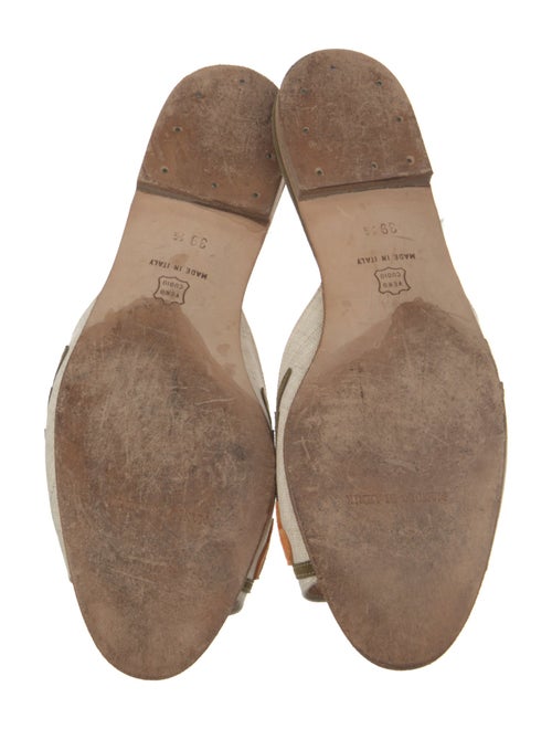 Manolo Blahnik Canvas Embroidered Accent Slides