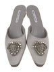Manolo Blahnik Satin Crystal Embellishments Mules
