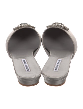 Manolo Blahnik Satin Crystal Embellishments Mules