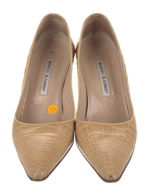 Manolo Blahnik Embossed Leather Animal Print Pumps