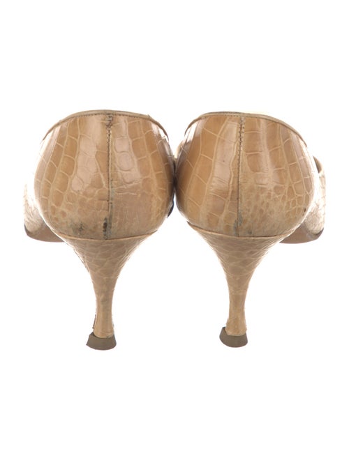 Manolo Blahnik Embossed Leather Animal Print Pumps