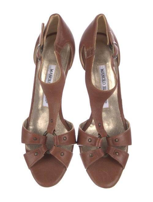 Manolo Blahnik Leather T-Strap Pumps