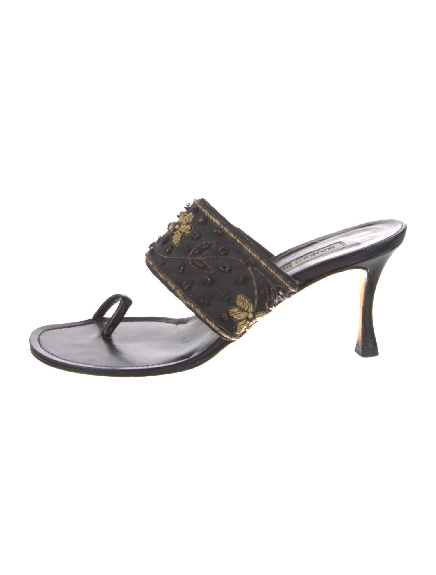 Manolo Blahnik Canvas Printed Slides