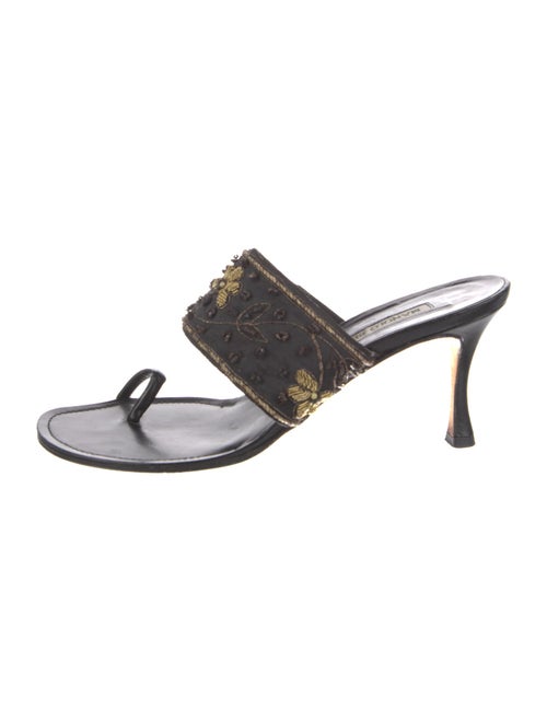 Manolo Blahnik Canvas Printed Slides