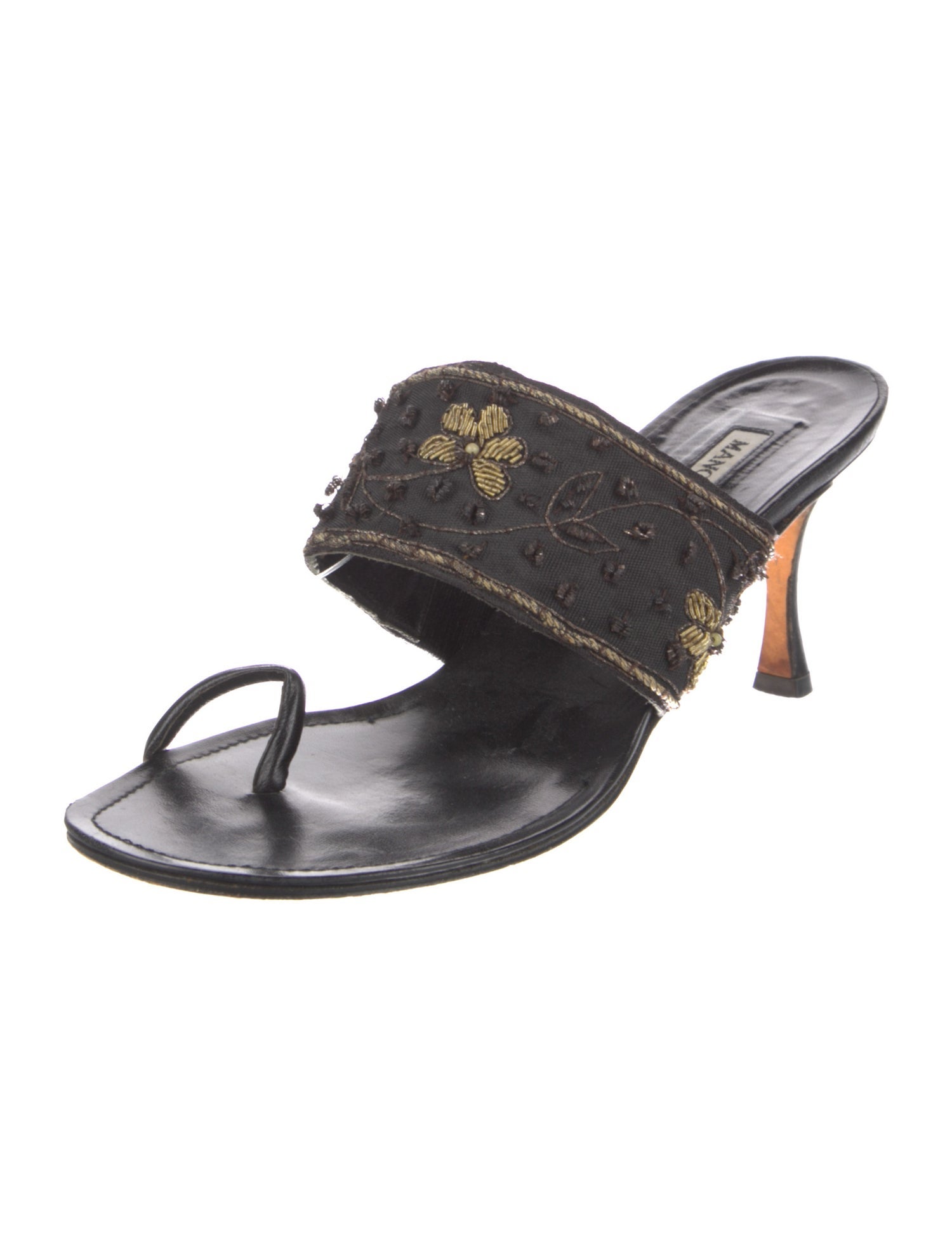 Manolo Blahnik Canvas Printed Slides