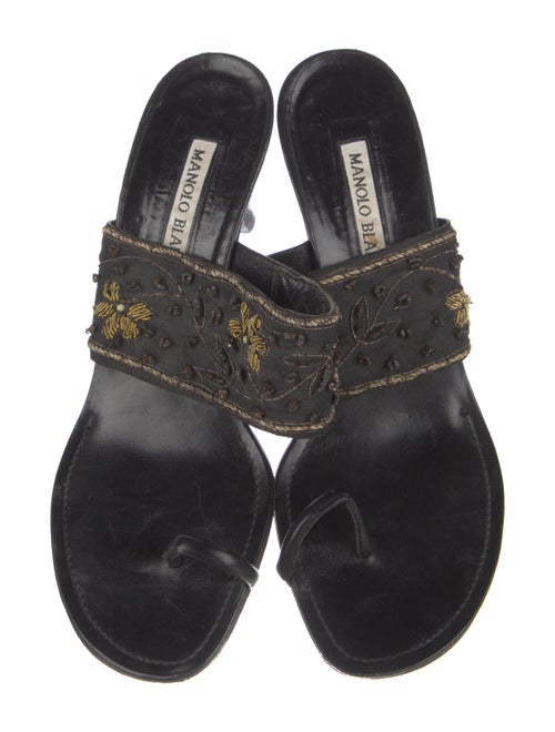 Manolo Blahnik Canvas Printed Slides