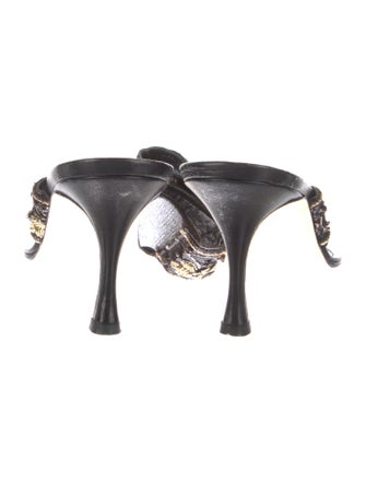 Manolo Blahnik Canvas Printed Slides