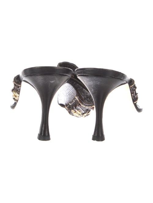 Manolo Blahnik Canvas Printed Slides