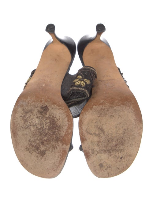 Manolo Blahnik Canvas Printed Slides