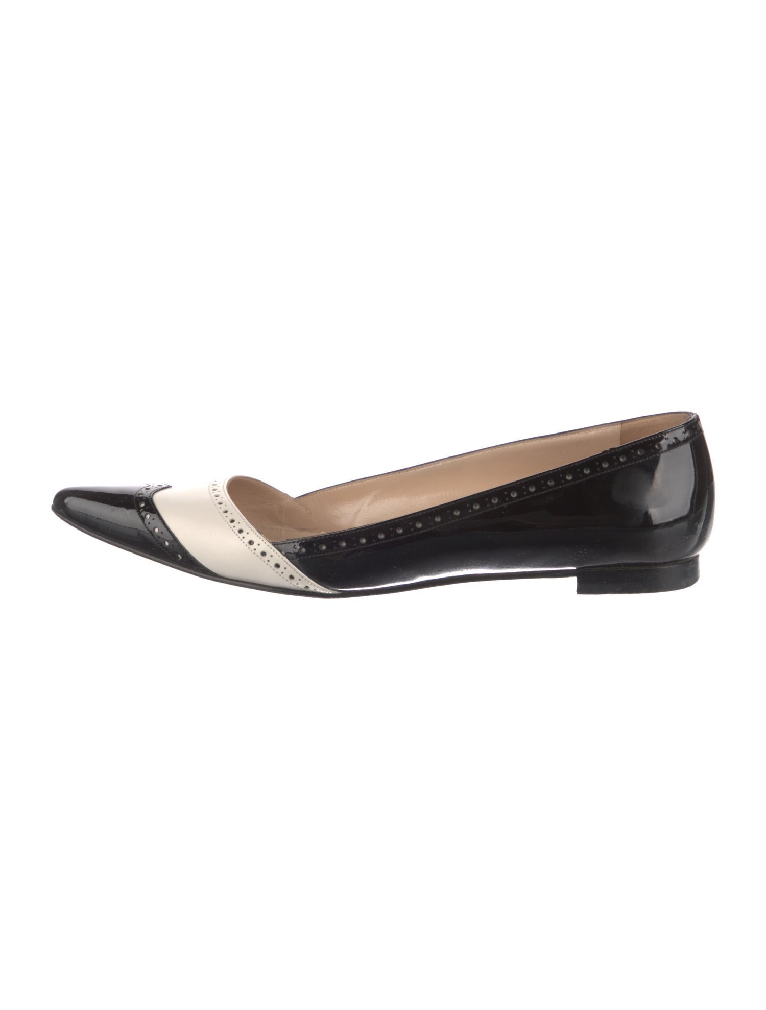 Manolo Blahnik Patent Leather Colorblock Pattern Flats