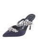 Manolo Blahnik Satin Crystal Embellishments Mules