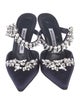 Manolo Blahnik Satin Crystal Embellishments Mules