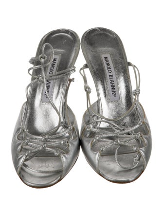 Manolo Blahnik Leather Crystal Embellishments Gladiator Sandals