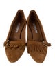 Manolo Blahnik Suede Fringe Trim Accent Pumps