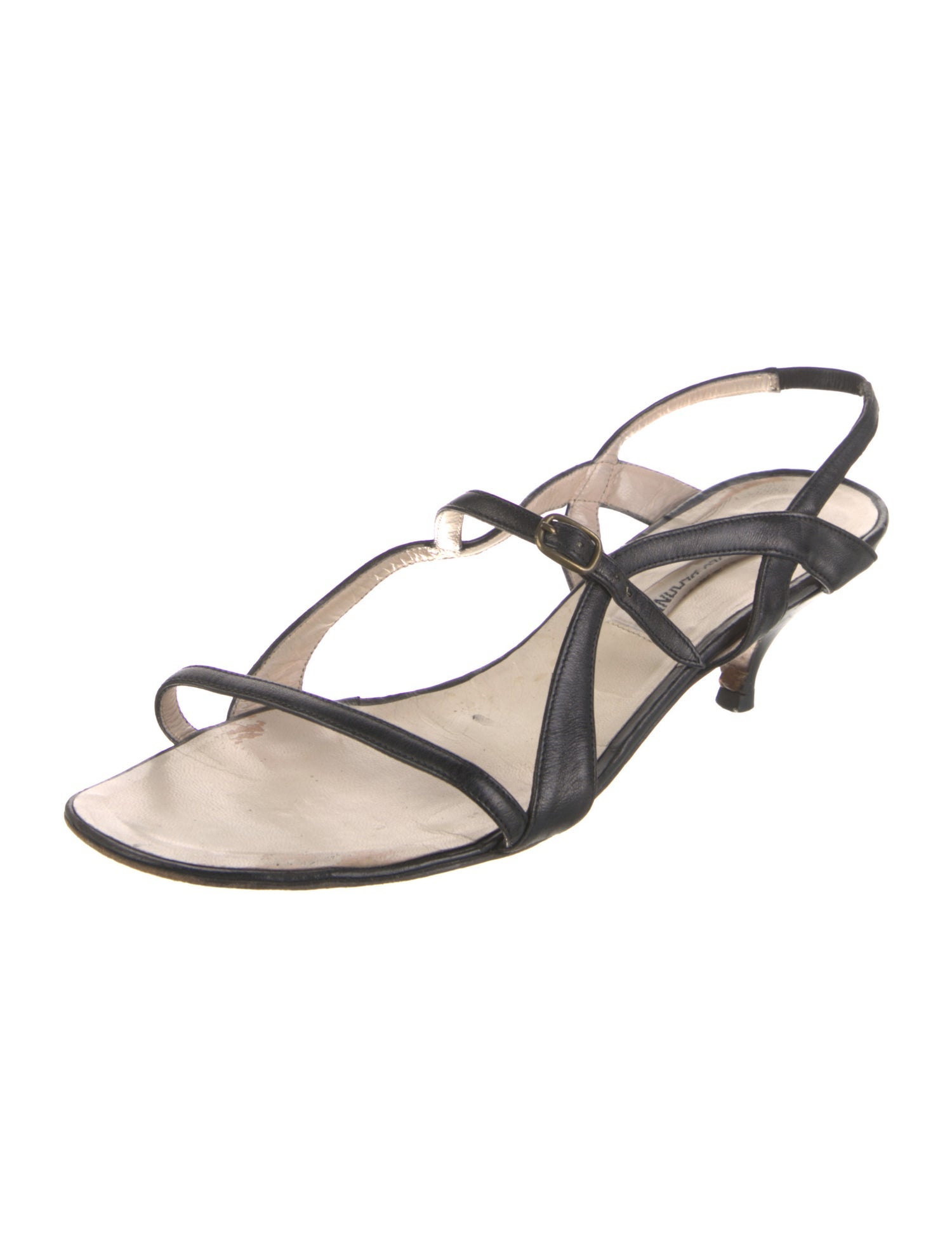 Manolo Blahnik Suede Cutout Accent Slingback Sandals