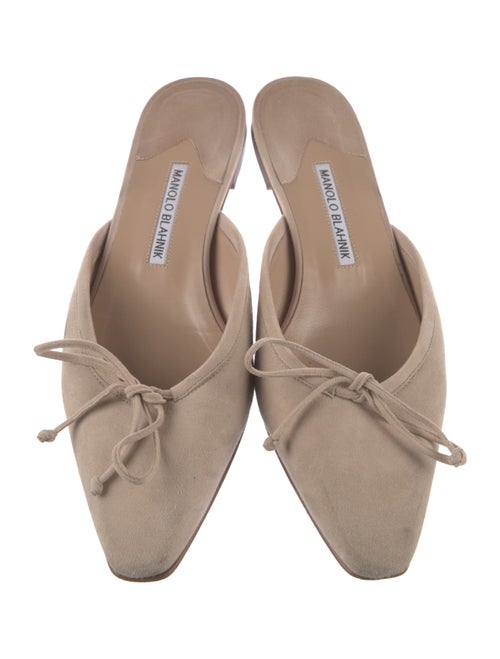 Manolo Blahnik Suede Bow Accents Mules