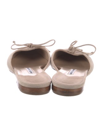 Manolo Blahnik Suede Bow Accents Mules