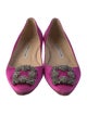 Manolo Blahnik Satin Crystal Embellishments Ballet Flats