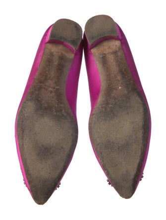 Manolo Blahnik Satin Crystal Embellishments Ballet Flats