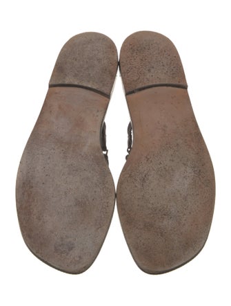 Manolo Blahnik Leather Chain-Link Accents Slides